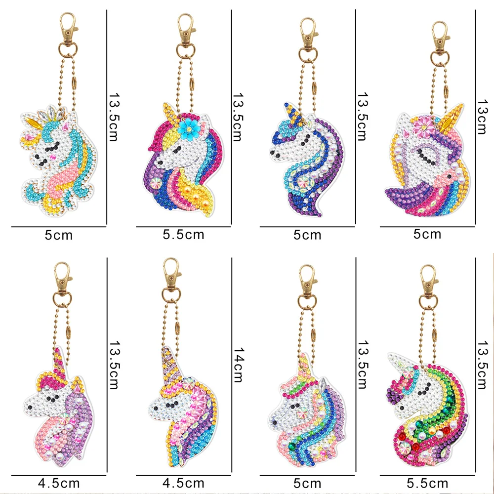 DIY Diamond Painting Keychain Unicorn Pendant Handmade Gift Double-sided Point Diamond Mosaic Embroidery Keychain diamond keychains diamond painting diamond painting accessories