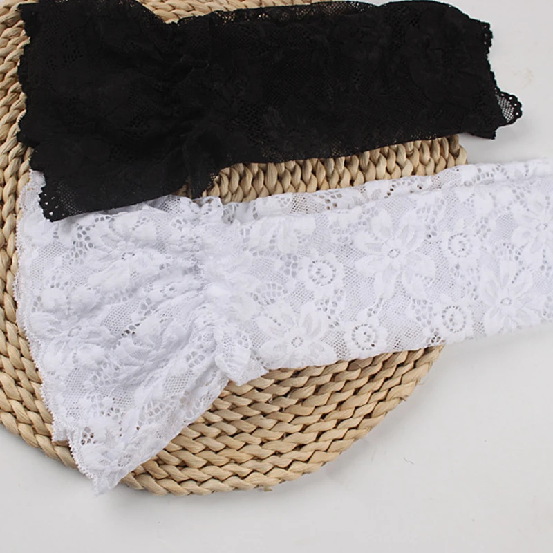 Women Short Arm Sleeves Lace Wrist Cuffs Bracelets Solid Black White Gloves Gothic Fingerless Gloves Bowknot Fashion Glove