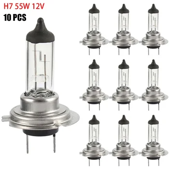 Set of 10 Halogen Headlight Bulbs Super Warm White Light H7 55W 12V 1