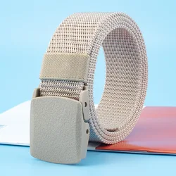 Unisex Adjustable Nylon Tactical Belt with Plastic Buckle - 8 Color Options, Ideal - 120cm (Beige)