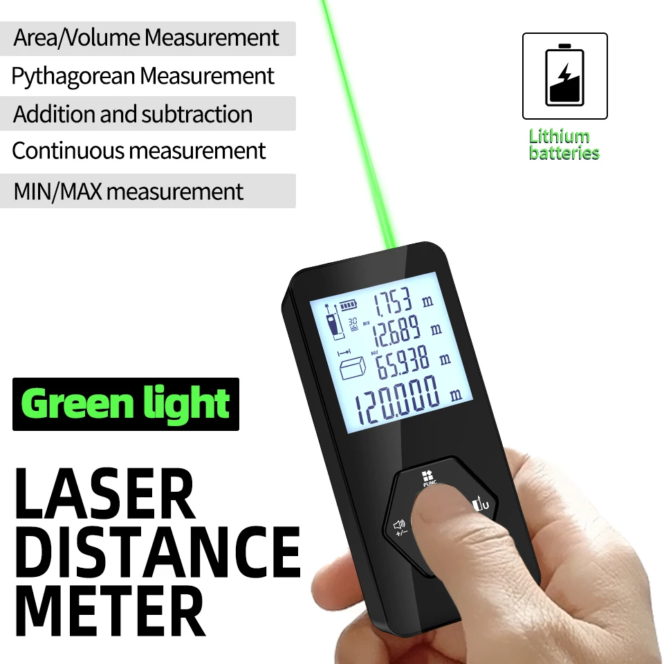 

Aicevoos Green Light Digital Laser Rangefinder 50M70M100M120M Green Beam Laser Distance Meter Trena Laser Tape Measure Roulette