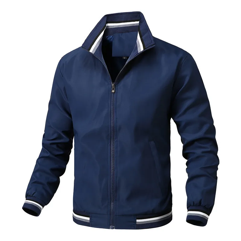Casual Jacket Men's Stand Collar Spring and Autumn All-match Sports Solid Color Jacket Trend Casual Fashion Men's Spot