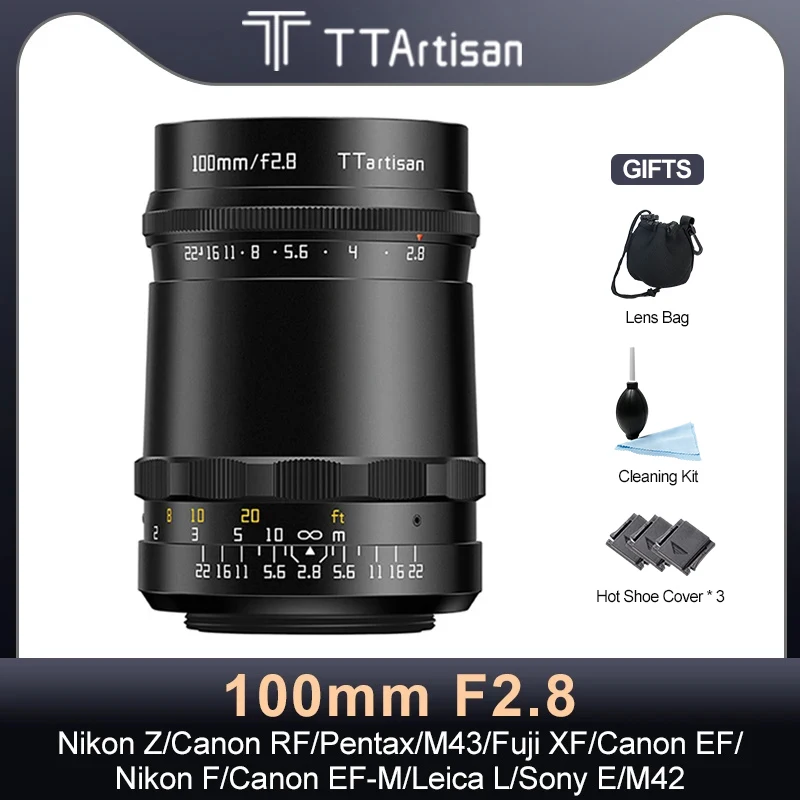 Ttartisan 100Mm F2.8 Obiettivo Per Fotocamera Full Frame Per M42 Mount Camera Adapter Ring To Dslr Slr Canon M Rf Nikon F Sony E Nikon Z Fx