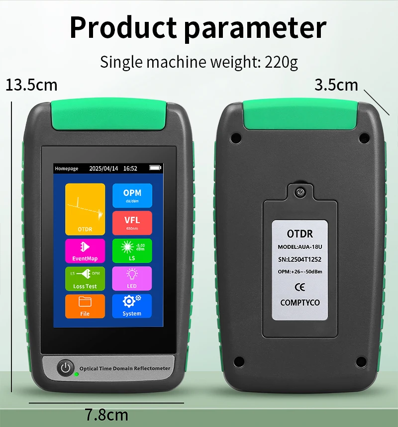 80KM OTDR Fiber Optic Cable Tester Optical Time Domain Reflectometer Support Act