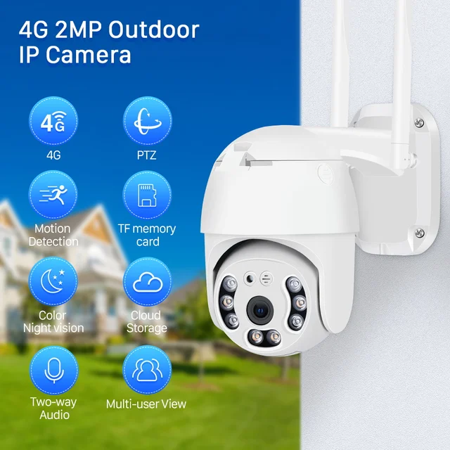  FUNXWE Cámara de seguridad 4G LTE 5MP HD con ranura para tarjeta  SIM integrada, red inalámbrica celular 3G 4G, zoom digital 4X, audio  bidireccional, detección de movimiento al aire libre con