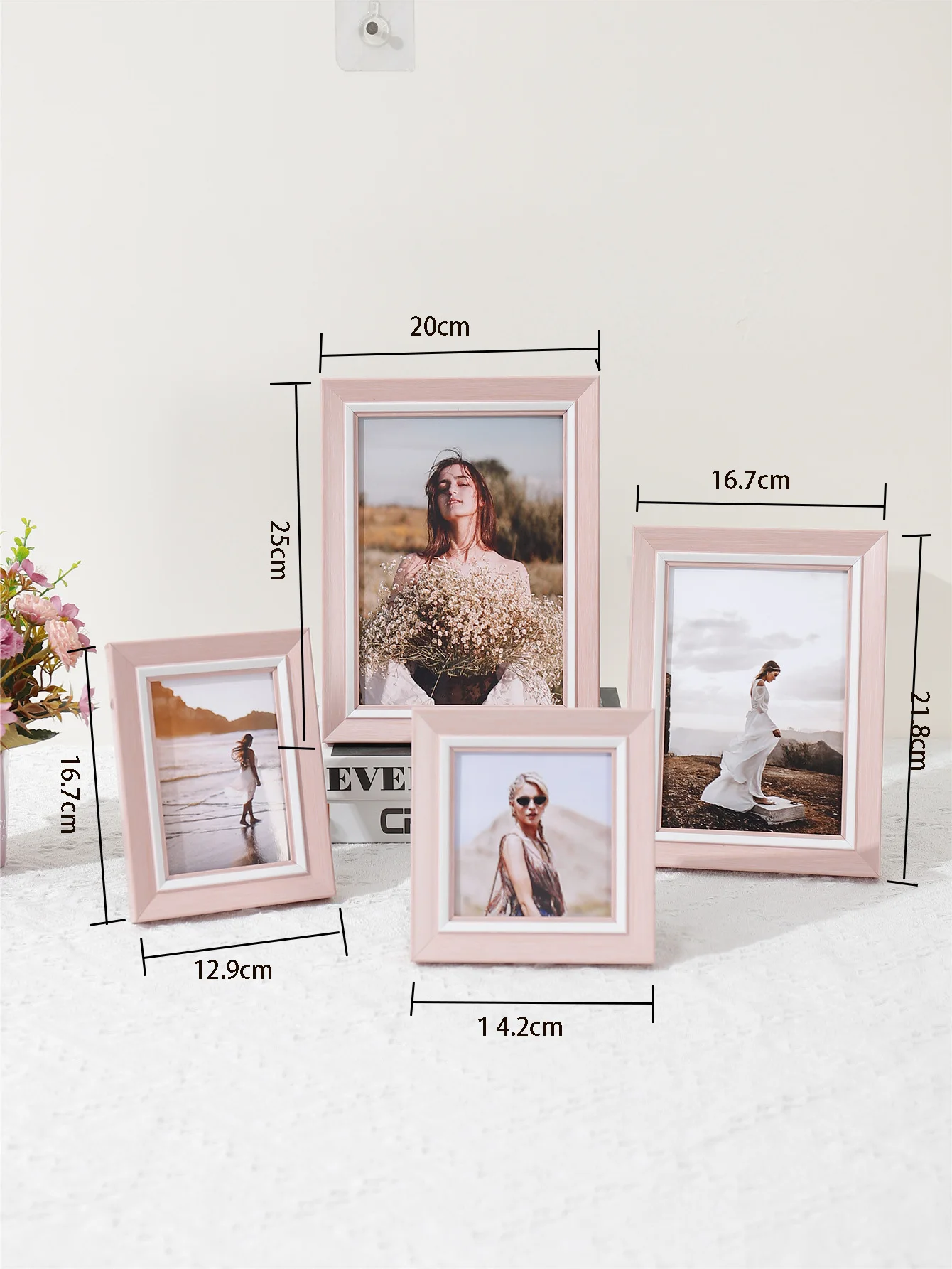 Photo Frame Nordic powder light luxury Plastic picture frame with HD Plexiglass fashion modern style pink