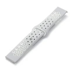 Silicone Sports Wristband Bracelet - 20mm/22mm Adjustable Strap for 22mm watch band (7 silver)