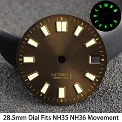 Green Luminous Dial for Watch Customization - 28.5mm (3 gold nail)