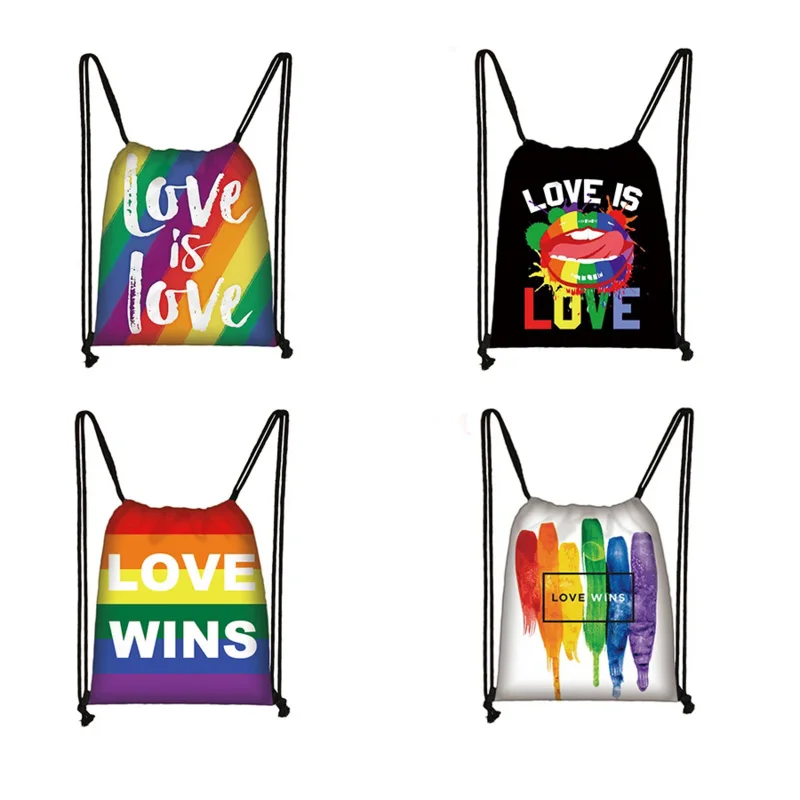 

Lgbt Drawstring Female Bisexual Gay Is Love Travel Bag Women Lesbian Rainbow Backpack Fashion Storage Bags