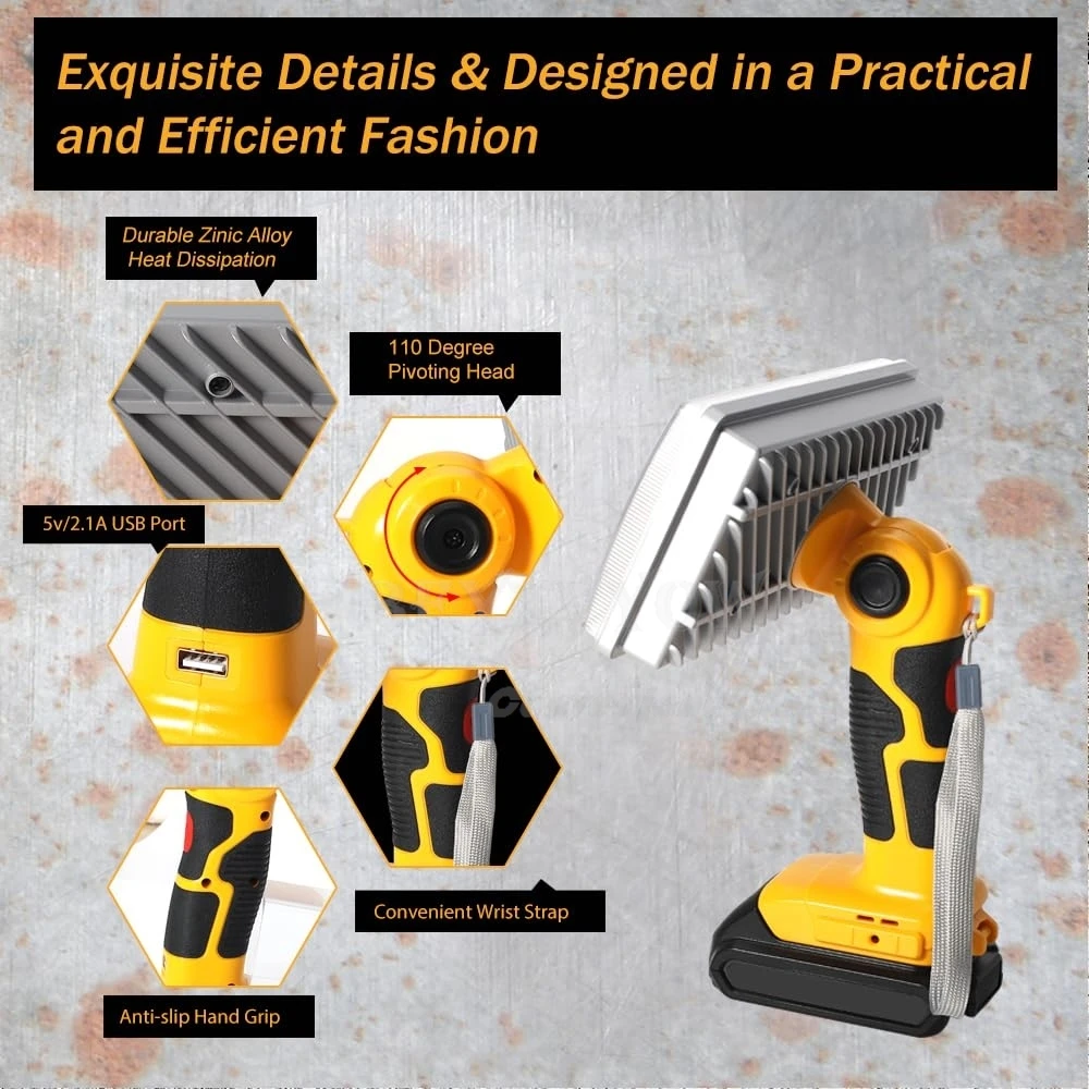 Cordless Flashlight 40W 4200LM Jobsite Light Compatible with Dewalt 20V Battery