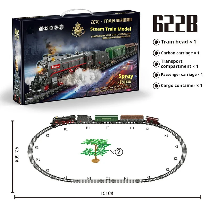 Vintage Steam Train Track Toy Gift Set Simulate Electric Small Train Track Car Toy Surprise Christmas Gift For Children Boys 5