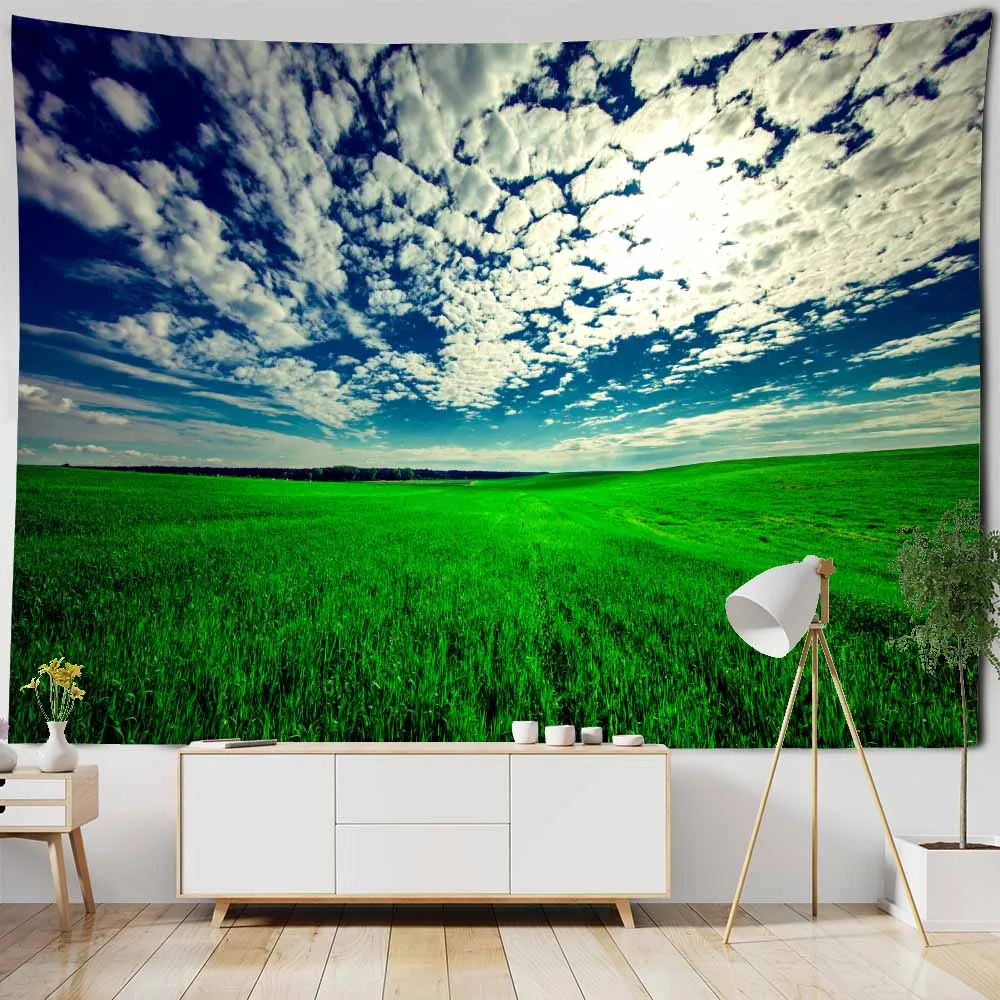 

Green Nature Landscape Large Tapestry Wall Hanging Psychedelic Hippie Wall Decor Boho Home Decor Hanging Cloth Yoga Sofa Sheet