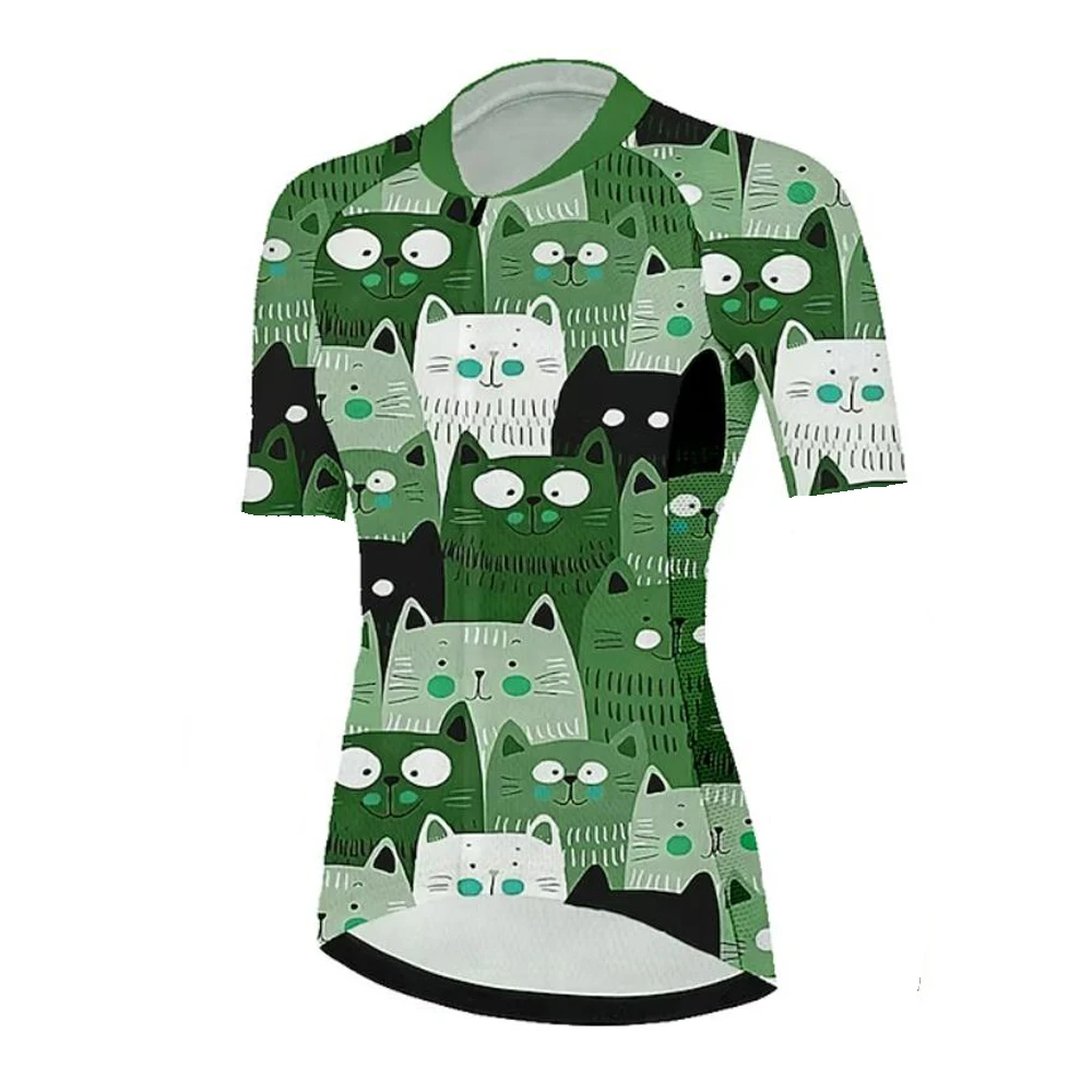 Cartoon Cat Women Cycling Jersey Funny Short Sleeve Road Bike Shirt Mtb Jersey Clothing Triathlon Roupas Femininas