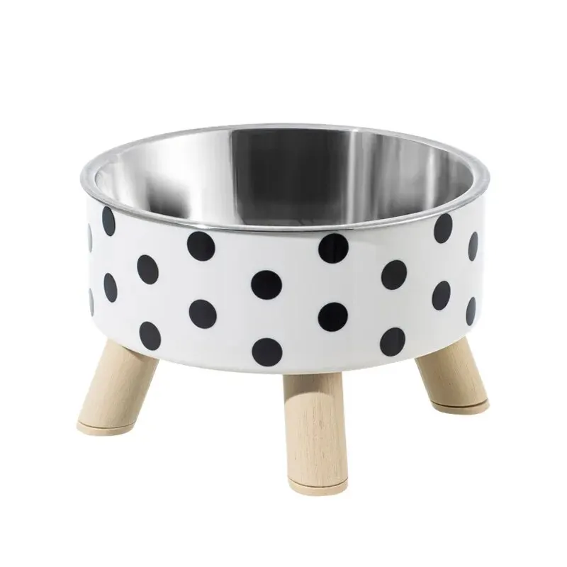 Cat Bowl Cats And Dogs Simple Polka-dot Stainless Steel Pet Tall Bowl Drinking Water Anti-overturn Water Bowl Food Bas pet food bowls
