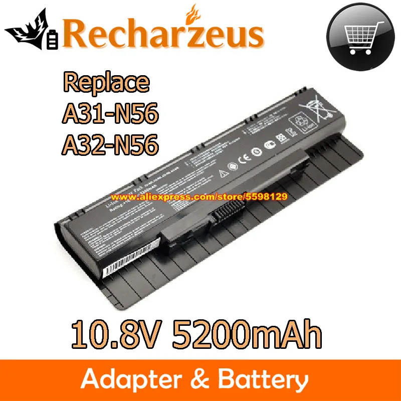 

10.8V 5200mAh New Replace Battery A31-N56 A32-N56 A33-N56 For Asus N46V N56 N56D N76V N46EI321VM-SL N56VB R501VZ G56JR Laptop