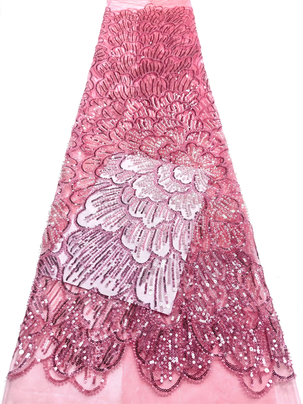 Wholesale Luxury African Lace Fabric Purple Beaded French New African Fabrics 2026 Sequins Tulle Lace Fabrics For Dresses Sewing 6