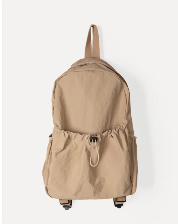 Koreanische Nische Instagram wasserdichter Nylongewebe-Rucksack mit Kordelzug für Damen, vielseitig, leicht, große Kapazität für Studenten_voghion.com