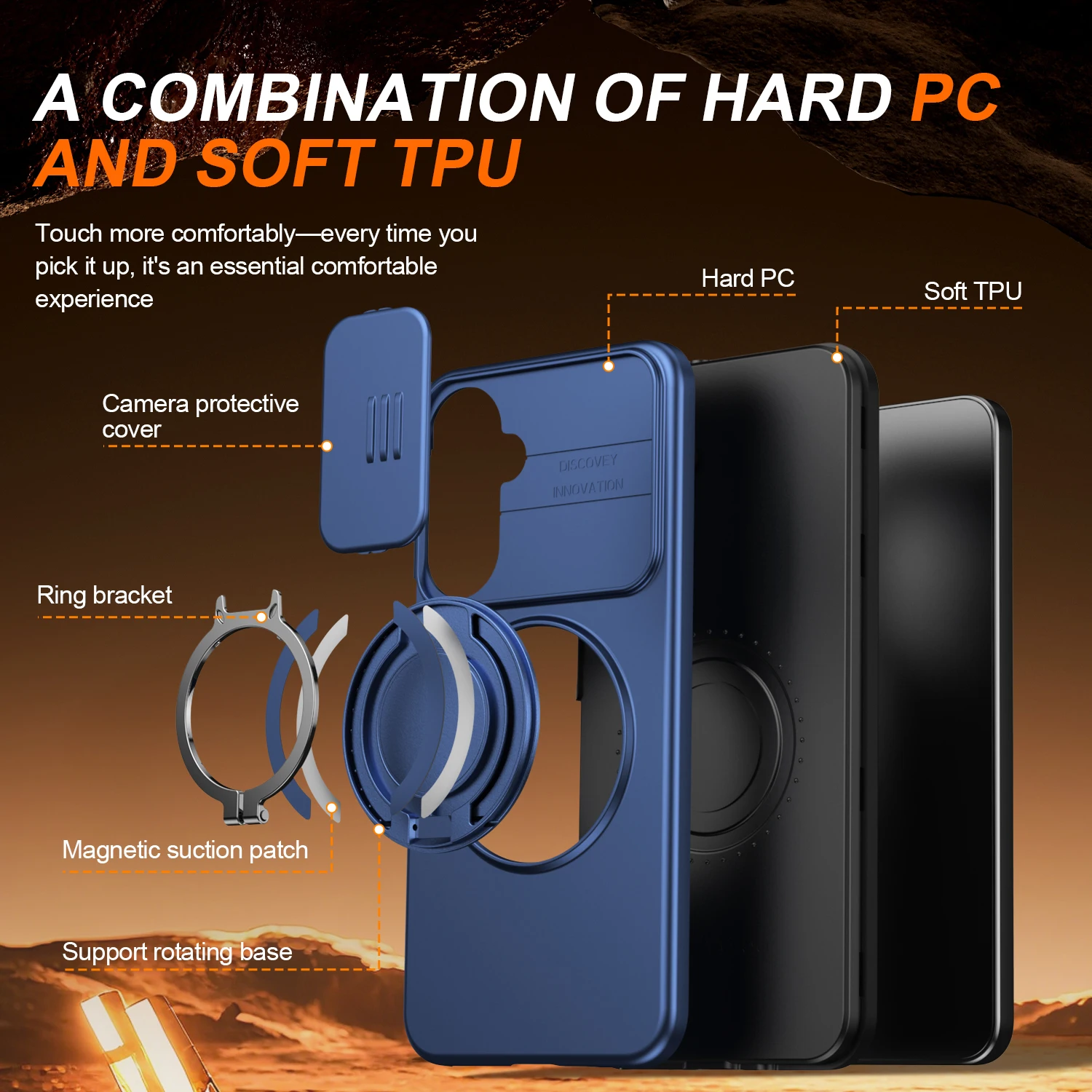 360° Rotating Shockproof Magnetic Stand Phone Case with Enhanced Protection
