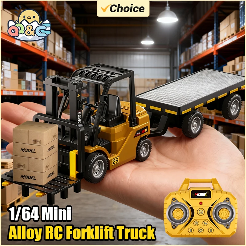 Mini Alloy RC Forklift Truck Toy with 2.4G Remote Control