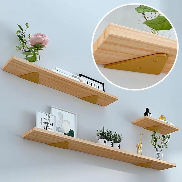 Estante de baño montado en la pared, estantería de estilo nórdico para  almacenamiento de cosméticos, cocina, multiusos, de madera maciza -  AliExpress