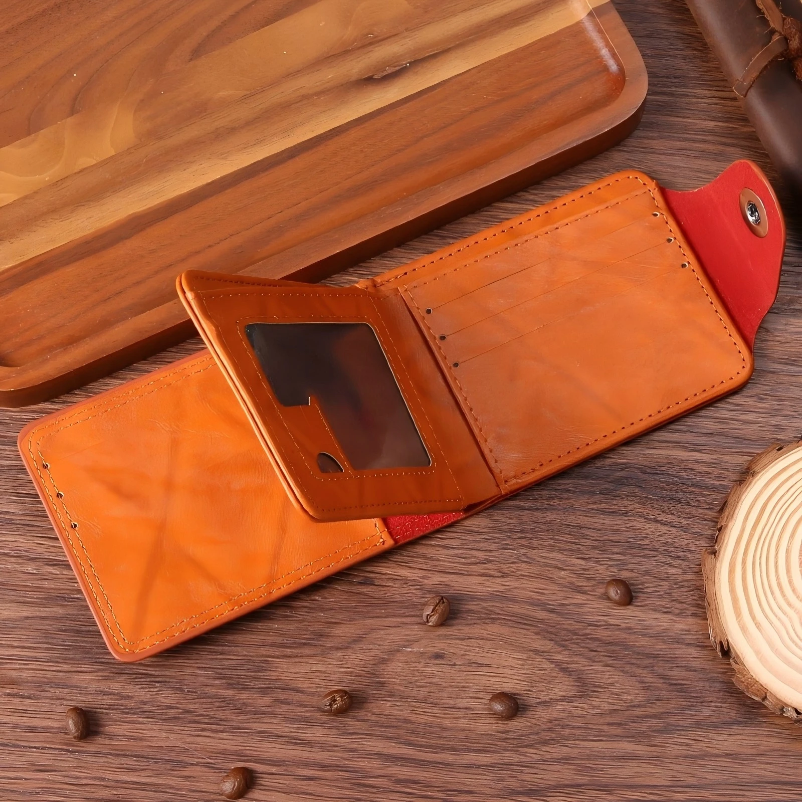 Men's Wallets With 100 US Dollar PatternWallet Male Leather Walet Photo Card HolderFashion Large Capacity Wallet Purse Bag - 2