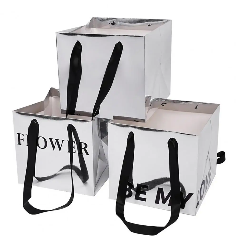 2Pcs Flower Container Box Pieghevole Letter Design Flower Arrangiation Tote Bag Per Decorativo Para Casa