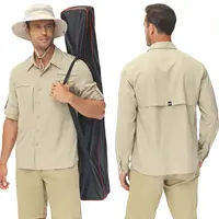 Summer Men's UPF 50+ Casual Long Sleeve Fishing Shirts, Lightweight Tactical Button Down Shirt with Breathable Back Mesh 1