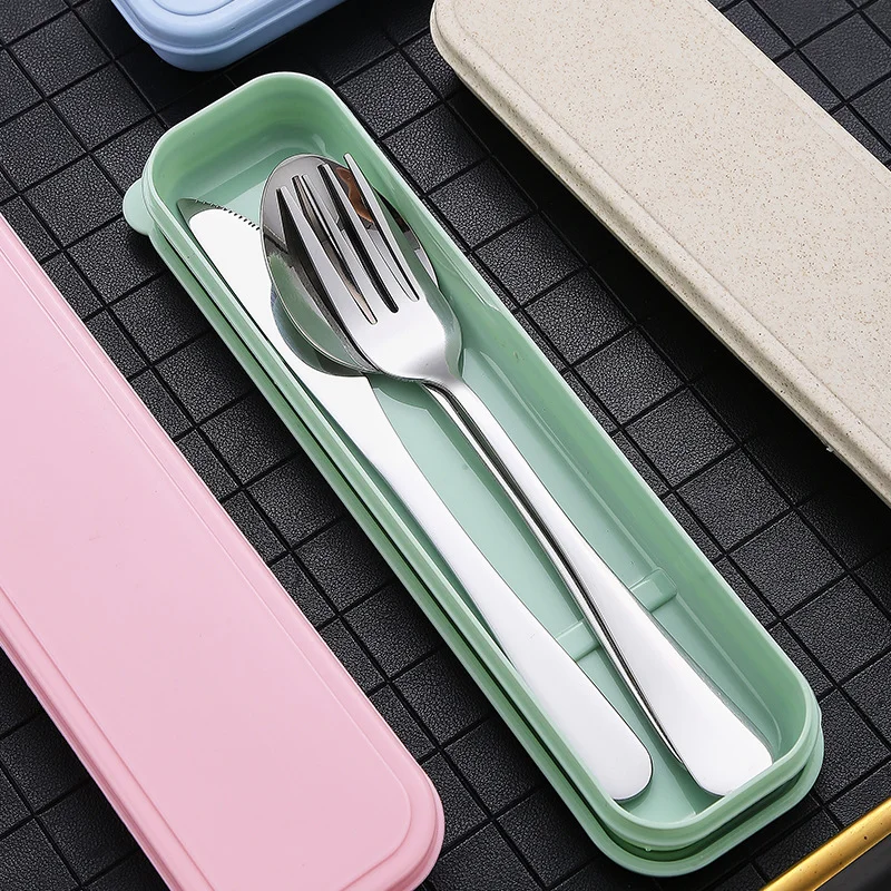Cutlery Set Picnic Cutlery Set Stainless Steel Cutlery Set Camping Cutlery Set Portable Stainless Steel Cutlery Suit With Storage Box Chopstick Fork Spoon Knife Travel Tableware Set Camping Cutlery