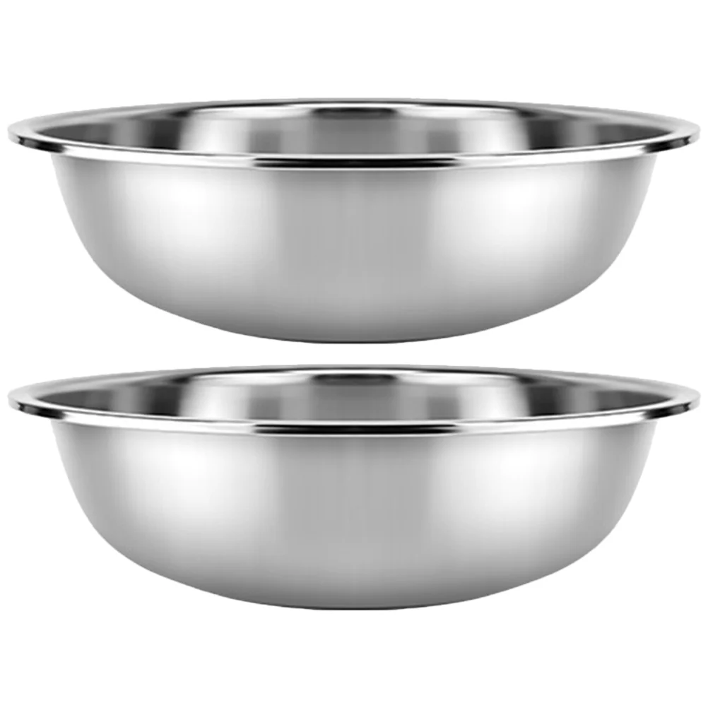 

Stainless Steel Mixing Bowl 2Pcs Metal Meal Prep Bowls Salad Soup Bowls Vegetable Washing Basin Food Storage Organizers For