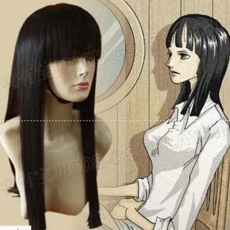 원피스 니코 로빈 페루 가발 코스프레 의상 탑 블랙