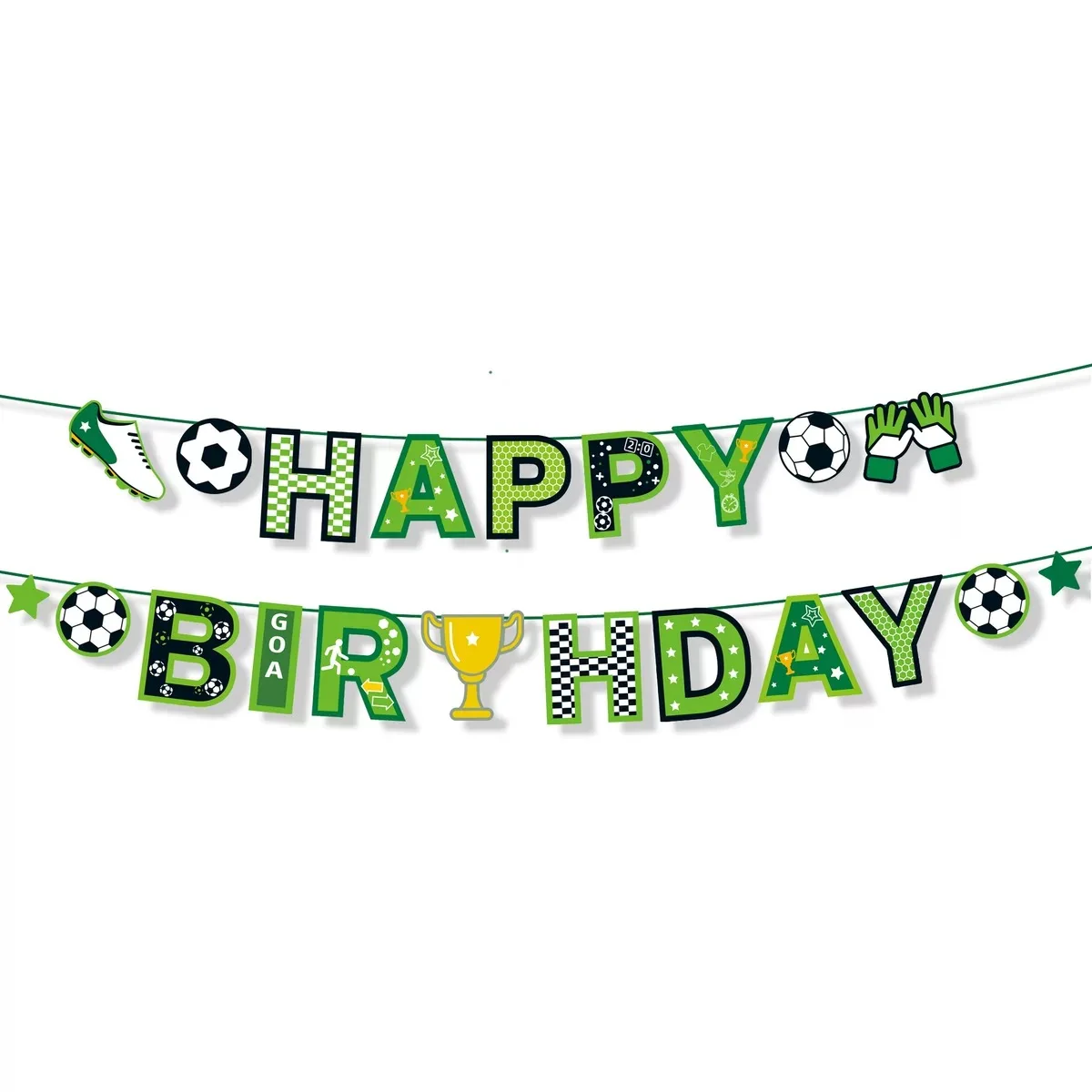 Birthday Banner Party Decorations Football Happy Birthday Paper Banner Garlands School Sport Soccer Theme Kids Boy Birthday Party Bunting Flag