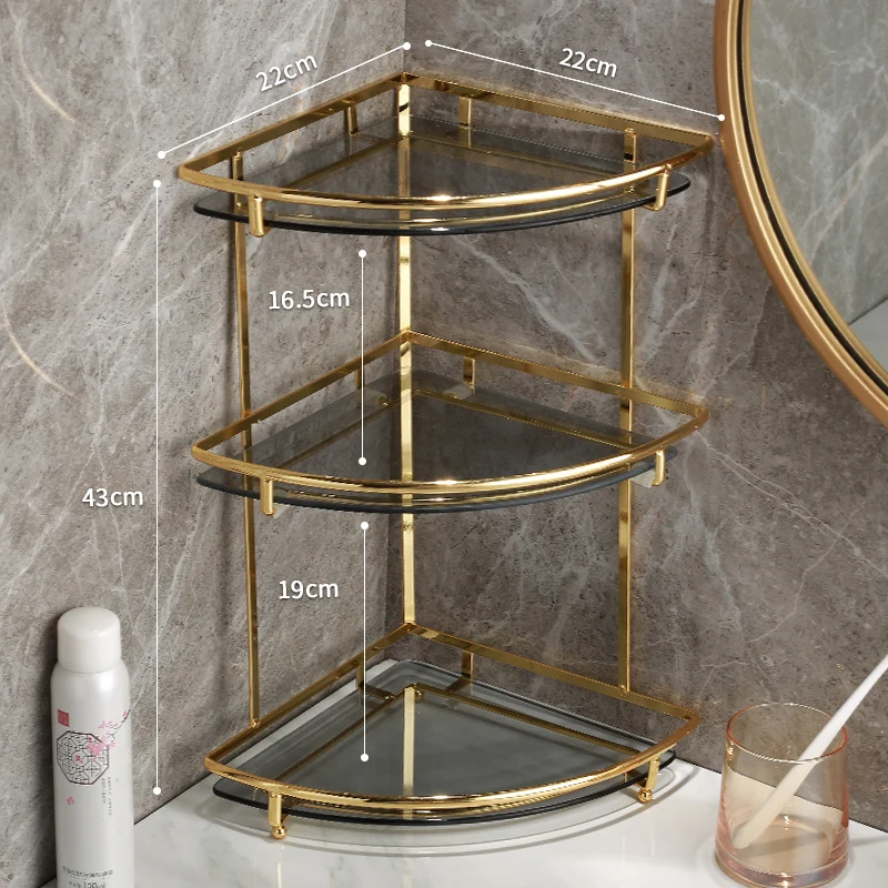 Iron Ceramic Storage Rack Glass Shelf Cosmetic Holders Home Desktop Organizer Organize Box 2-layer 3-layer
