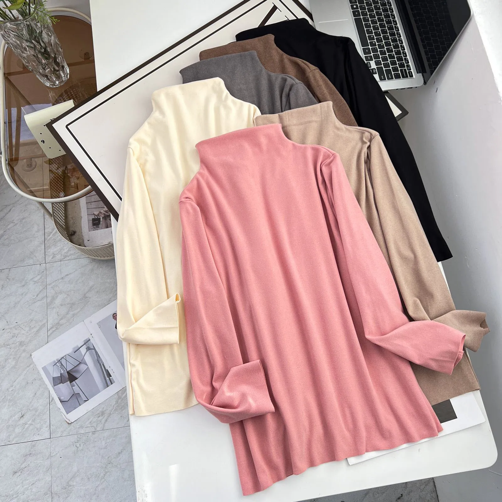 Solid Color Basic Tops for Women, Casual Basic Tops, Plus Size, Velvet Fabric, Warm T-Shirt, 100kg, Autumn and Winter