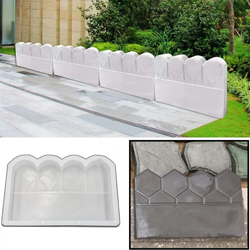 Plastic Garden Fence Concrete Mold DIY Decoration Pave Making Plastic Reusable Walk Manually Antique Cement Brick Mold