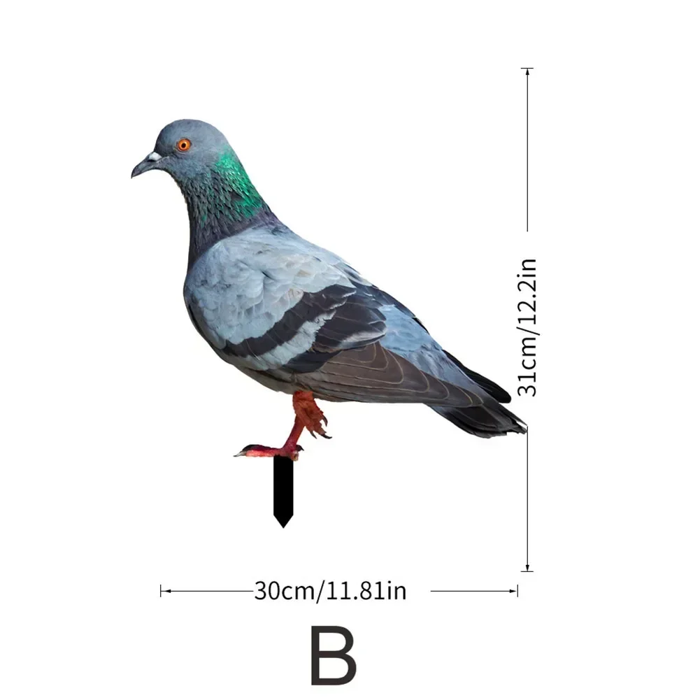 Lot De 2 Pigeons Décoratifs En Acrylique Pour Jardin - 23x29 Cm, Impression UV Double Face - Décoration Extérieure Réaliste - 11