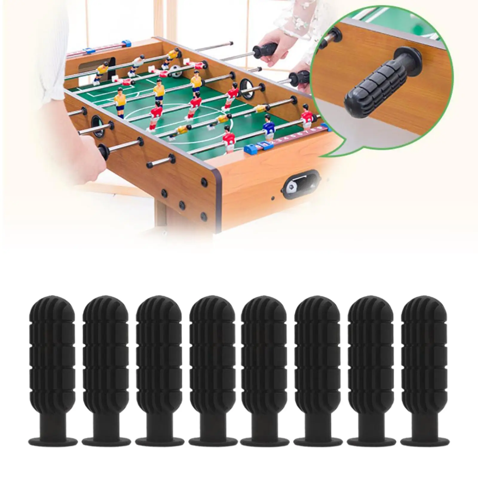 8Pcs Foosball Handle Grips 1/2 inch Foosball Rods Black Soccer Table Handles Replacement Handles