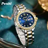 POSHI Quartz Watch for Women Alloy Strap Causal Ladies Wristwatch with Date Week Fashion Elegant Bracelet Waterproof Gift 4