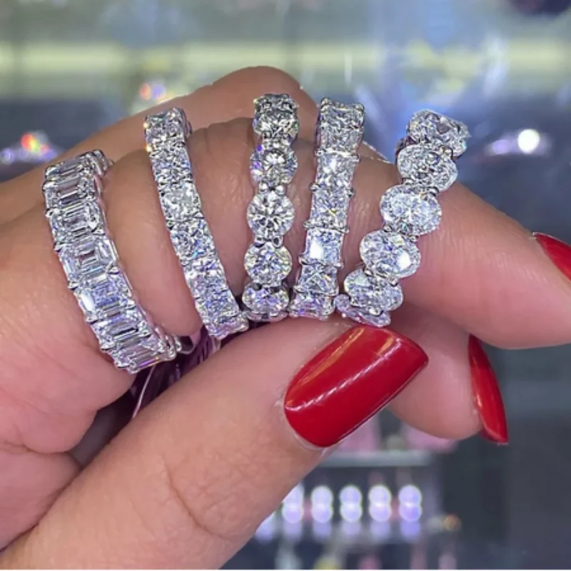 Anillo De Plata De Ley 925 Con Circonitas Cúbicas - Diseño De Eternidad, Para Mujer, Hipoalergénico, Con Caja De Regalo