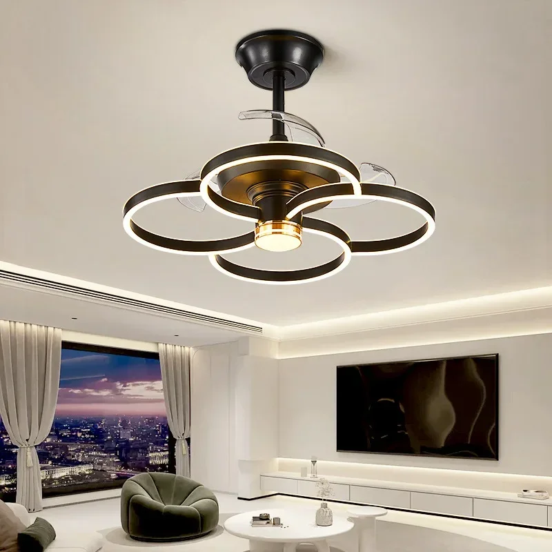 

Nordic Light Luxury Frequency Conversion Invisible Fan Lamp Modern Minimalist Living Room Dining Room Ceiling Fan Lights Fan Int