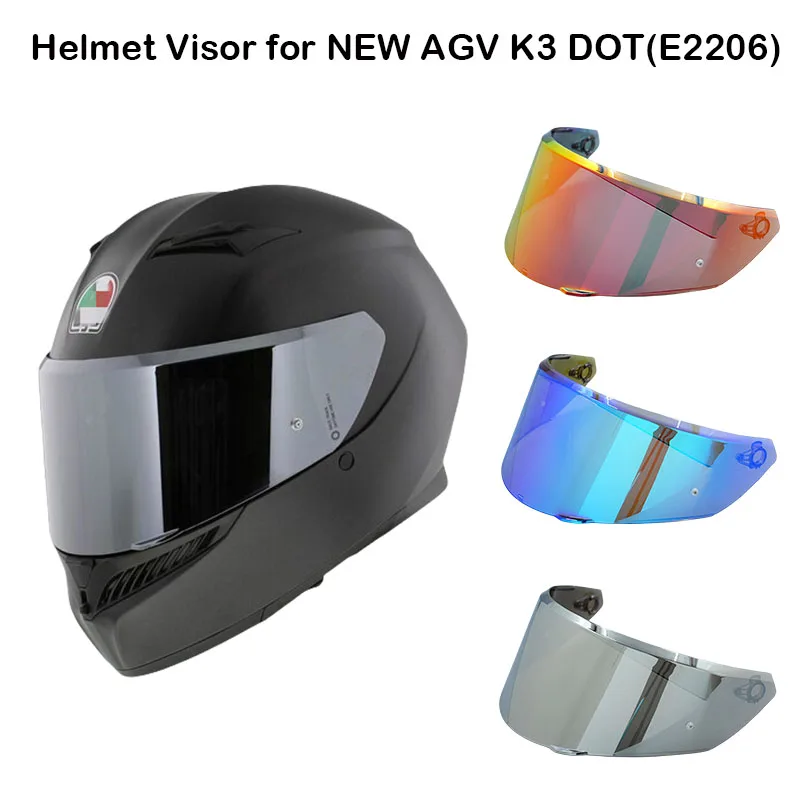Helmet Visor for NEW AGV K3 DOT(E2206) Motorcycle Helmet Lens Glass Windshield Shield Viewfinder Goggles Screen Mica Accessories