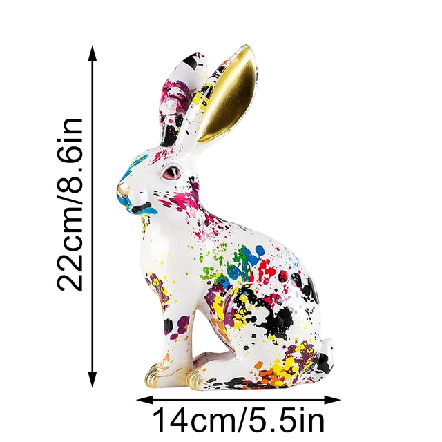 Statue de lapin Graffiti, Sculpture de lapin, Figurine pour décoration d'armoire, lapin de pâques, Statue de lapin Graffiti créative, 1 pièce 3
