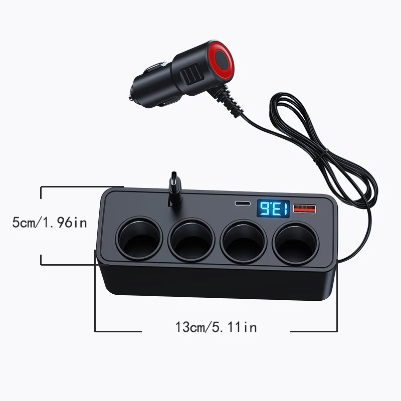 120W vehicle-mounted multi-function charger, featuring 4 expansion interfaces and supporting super-fast charging