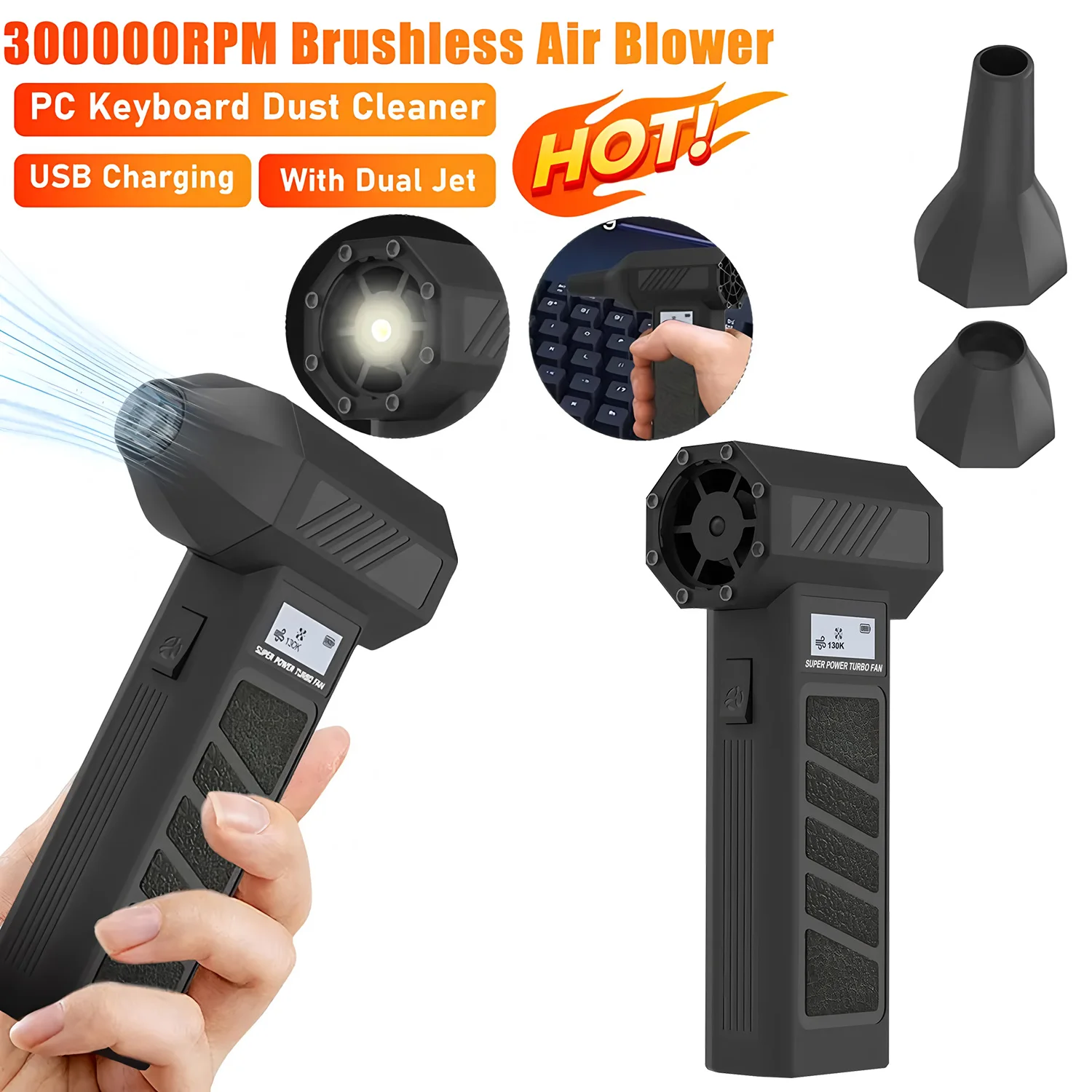 Portable Electric Air Blower 300000PRM Portable Electric Air Blower Turbo Jet Fan Brushless Motor HighSpeed Mini Turbo Jet Fan Adjustable Wind
