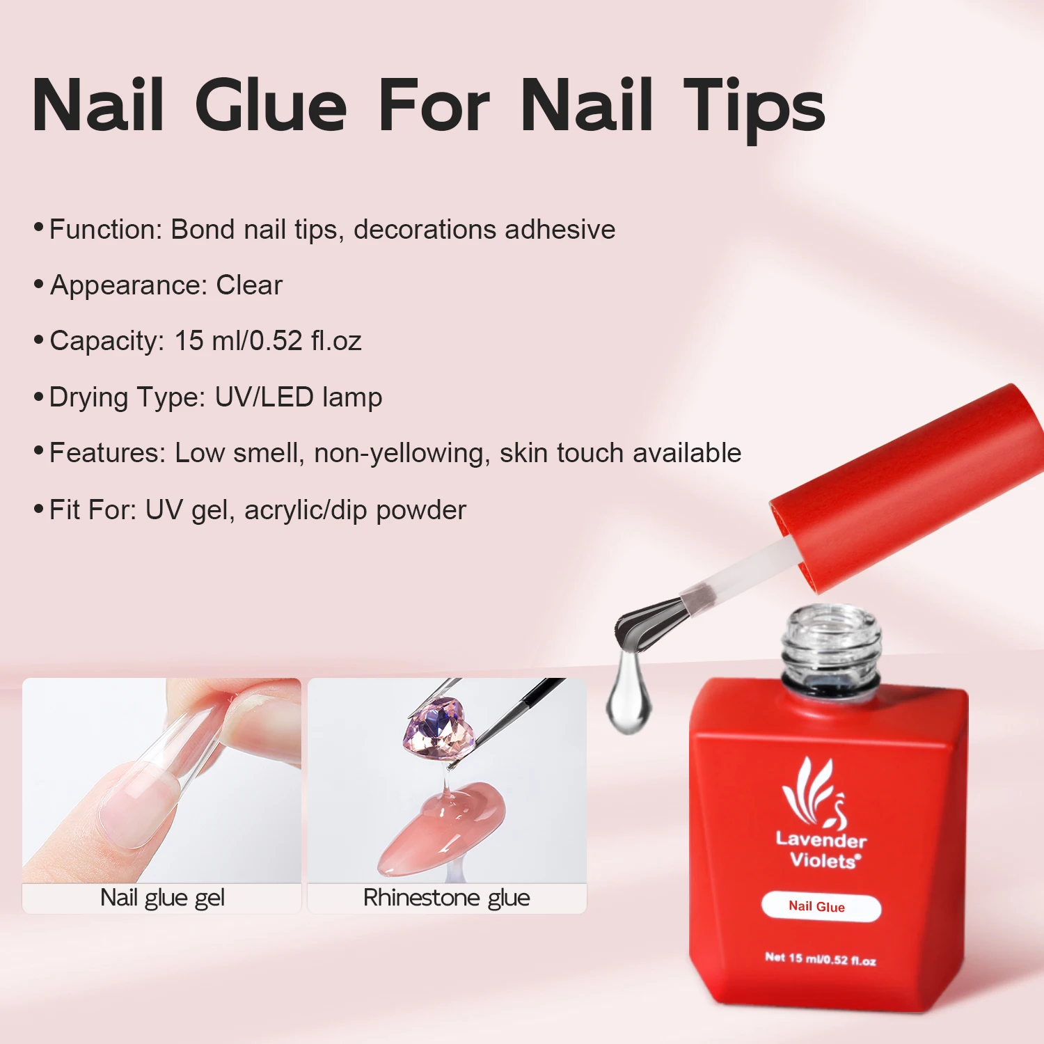 2pcs Gel Nail Kit, Almond Nail Tips and Nail Glue Gel Soak Off Gel Polish Curing Needed for Starters Nail Extension Women Gift 5