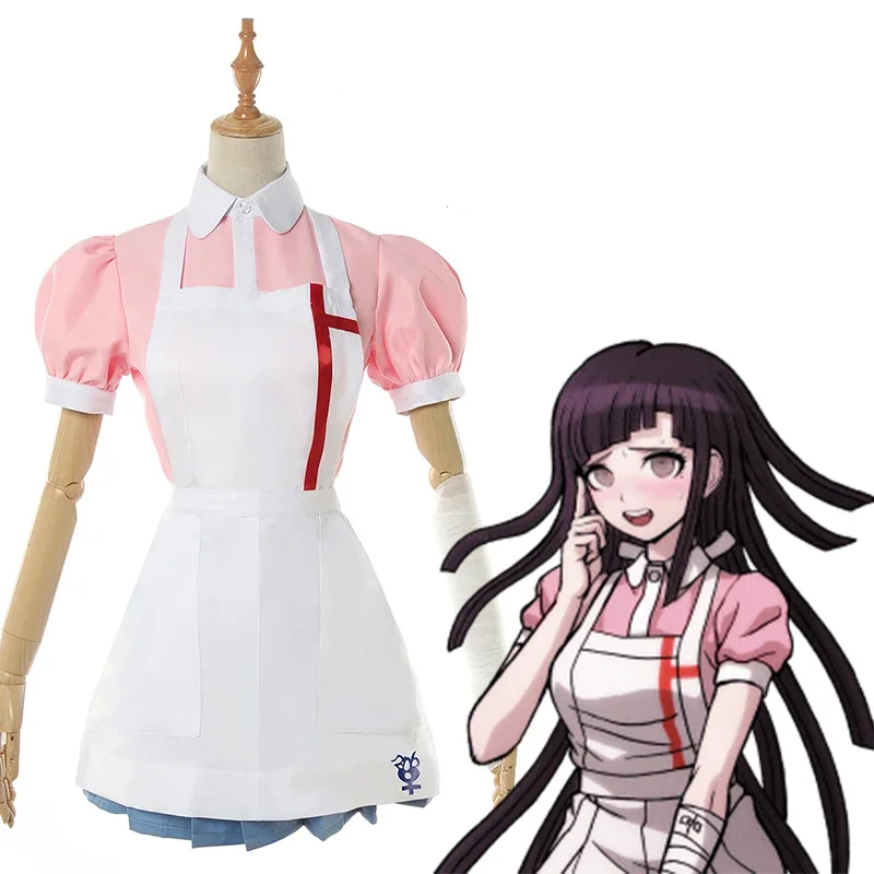 

Danganronpa 2 Goodbye Despair Mikan Tsumiki Cosplay Costumes Girls Blouse Skirt Set School Girl Uniform Lolita Maid Apron Dress