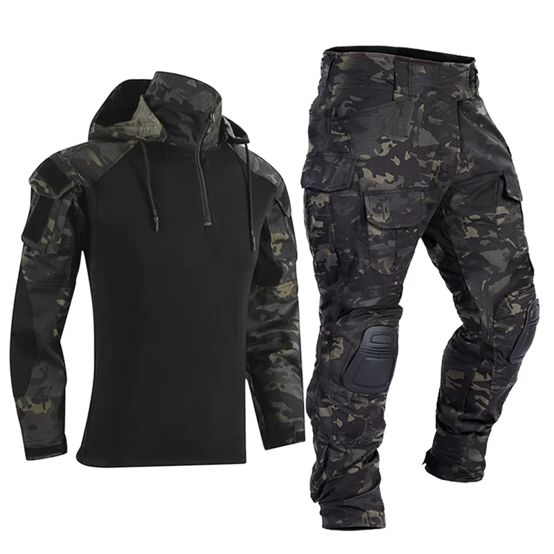 Paintball Tactical Suit Multi Pockets Combat Camouflage Shirts Cargo Knee Pads Pants