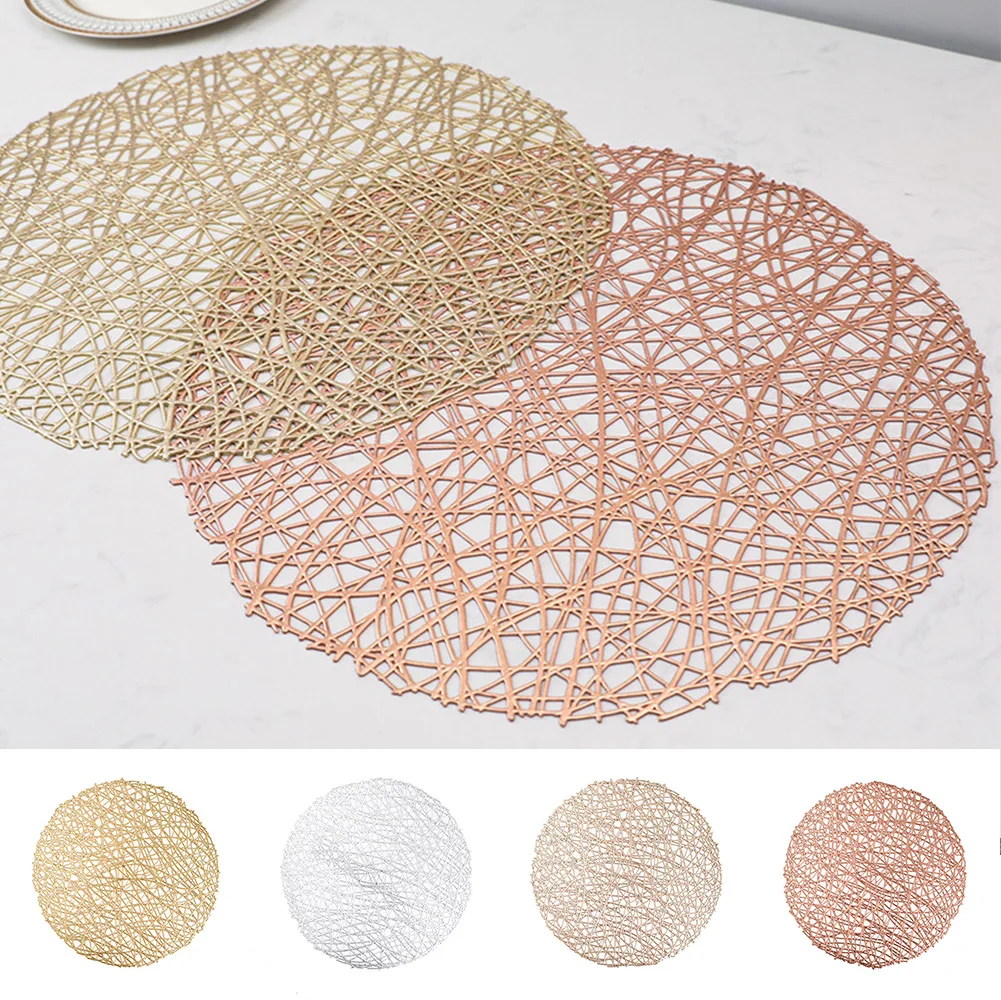 

1PC Round Placemats Hollow PVC Meal Anti-hot Non-Slip Dining Mat Drink Cup Coasters Table Decor 39cm