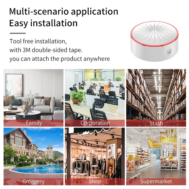 Tuya ZigBee Smart Siren 85DB WiFi Alarm Sound Light Sensor Detector Home Security Alarm App Control Works With Alexa Google Home 5