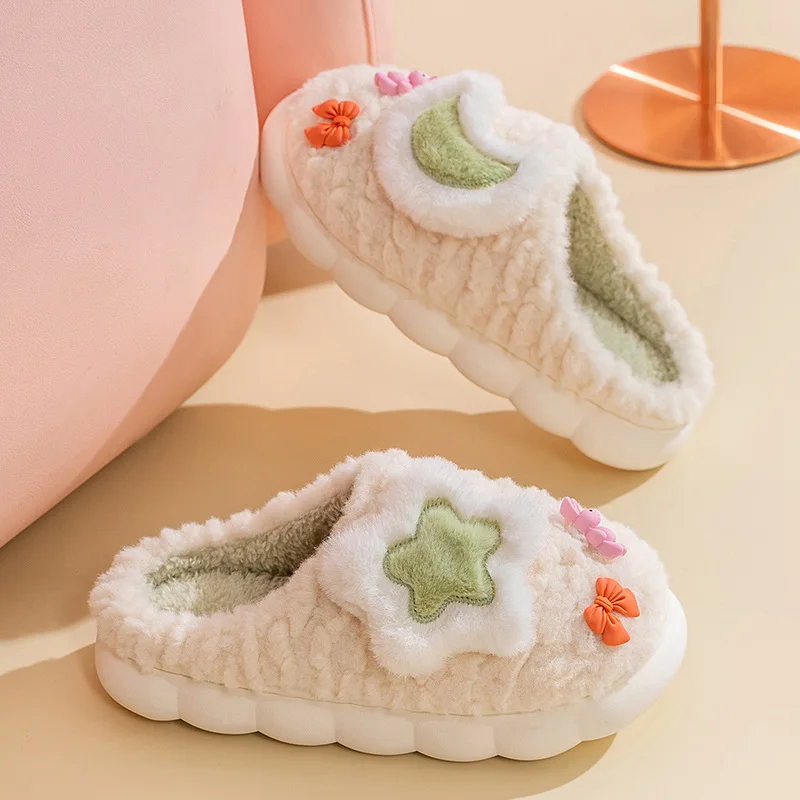 Soft Plush House Slippers Warm Plush Women's Winter Indoor Shoes Cloud Slipper Thick Platform Fluffy Women home Cotton Slides