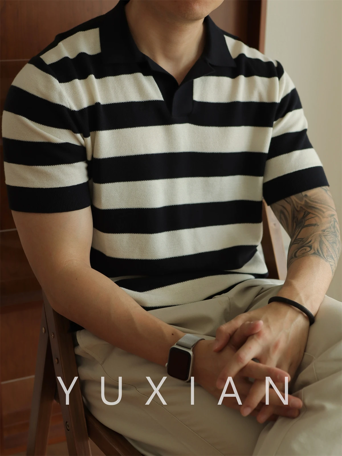 

YUXIAN Leisure Combed Short Sleeved Knitted Polo Shirt